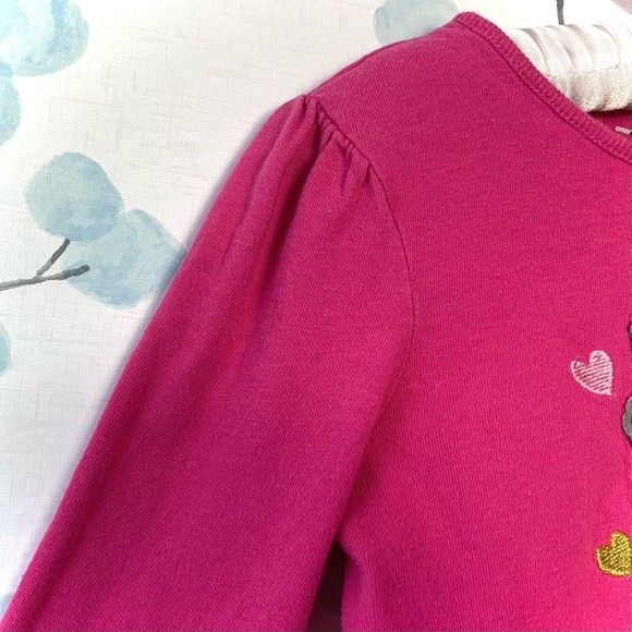 3 for $15 Jumping Beans Kids Pink Top Long Sleeve Shirt Monkey Gold Hearts Tee - Picture 7 of 9